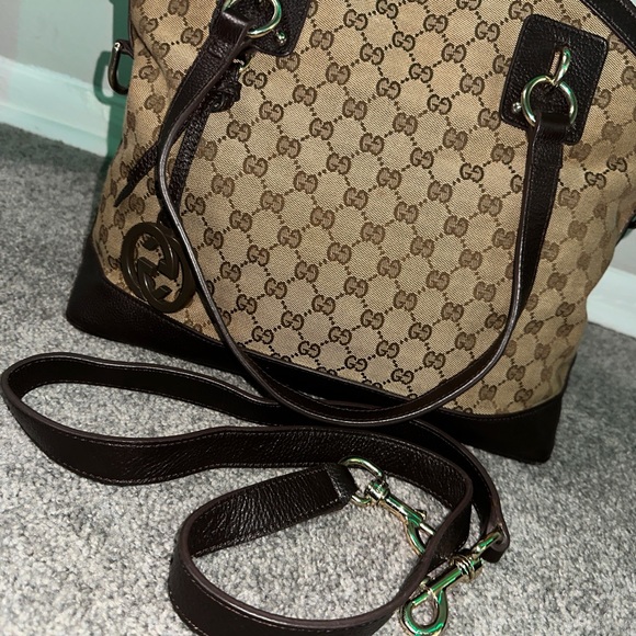 Gucci Charm Convertible Dome Satchel GG Canvas with Leather Medium - Picture 4 of 17